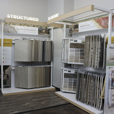 Structured and classic carpet displays at Carpet One
